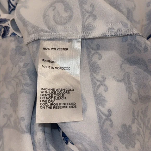 Alex Marie Wren Flor Blue Chinoiserie Scroll Mini Dress tie belt size 8 medium - Picture 8 of 12